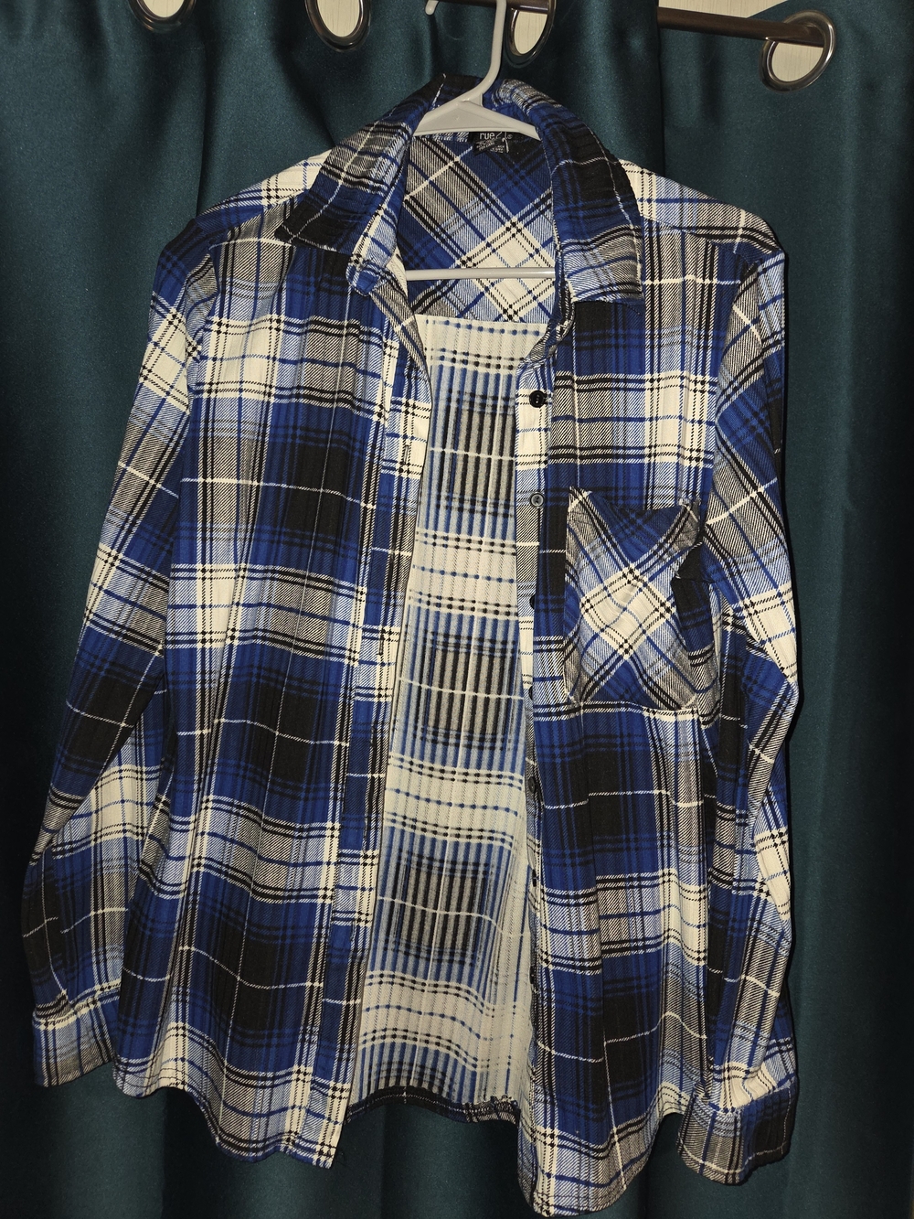 Rue21 Blue and Black Plaid Button-Down Shirt